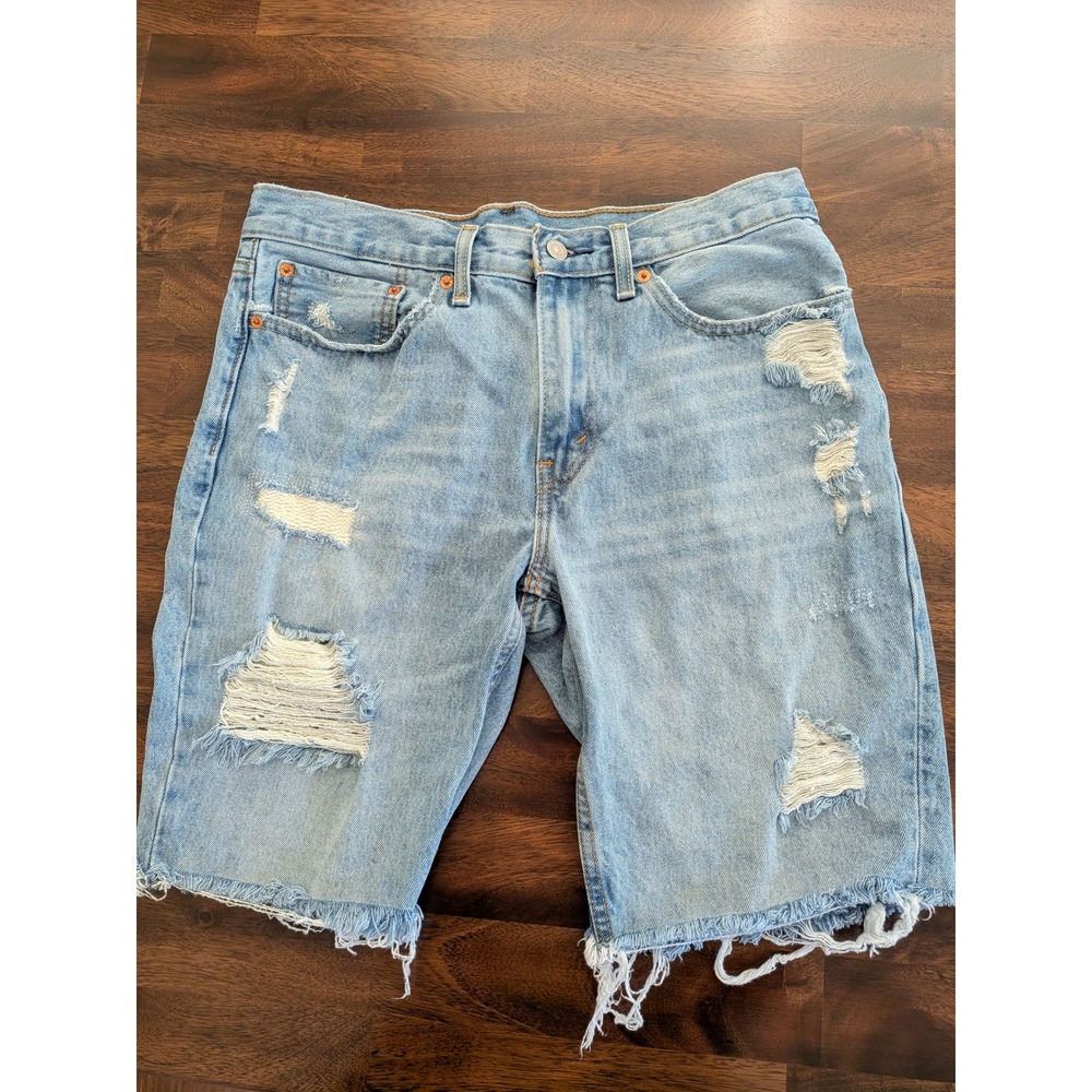 Levis 511 Distressed Grunge 90s Denim Shorts Sashiko-Style Upcycle